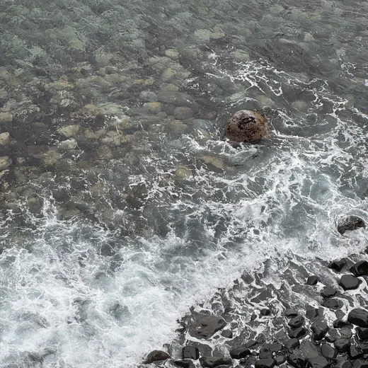 Clear water moving over stones, the pattern visible beneath the surface